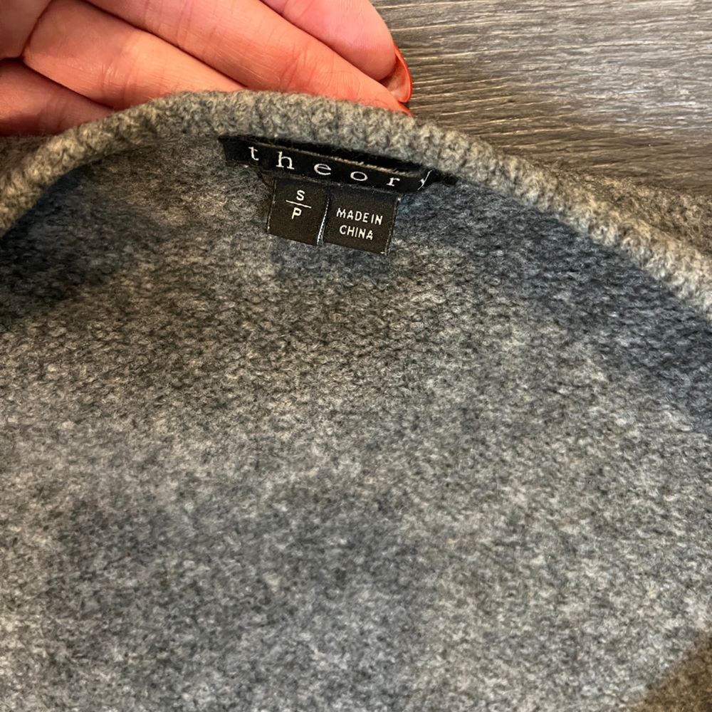 Theory Gray Wool Yak Blend Open Front Cardigan Ja… - image 6